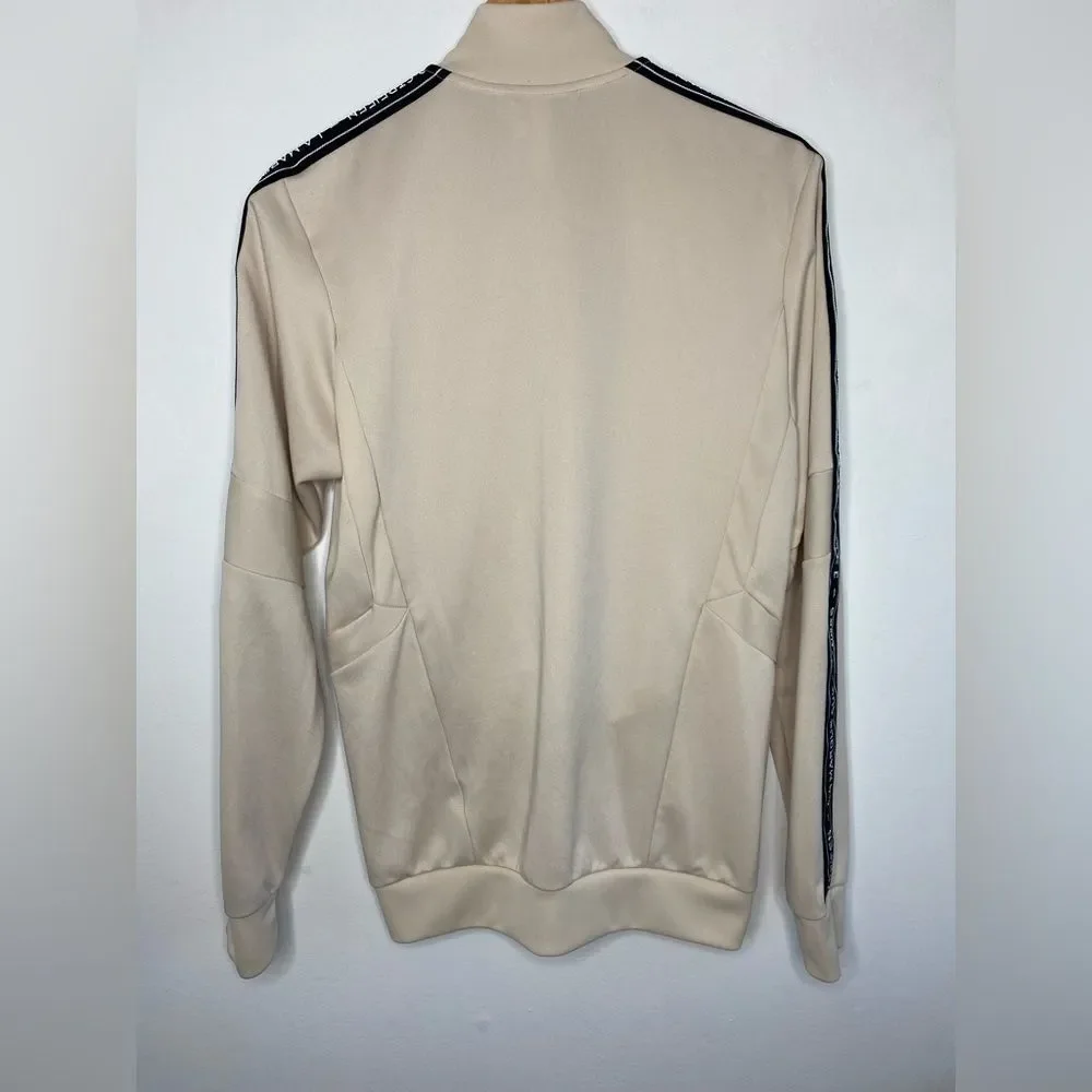 Adidas The Brand With The 3 Stripes Cream Track Zip Up Jacket Size Small